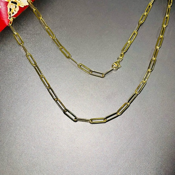 10k Gold Vermeil Paperclip solid chain   So elegant and beautiful best Gift WOW! - Picture 10 of 12